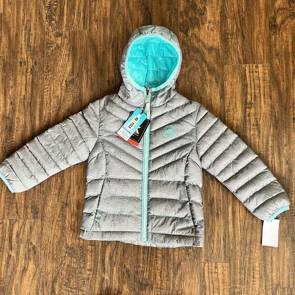Puffer Jacket Coat Zero XPosur Kids 4/5 XS Winter Coat Gray Blue NWT - Picture 1 of 9